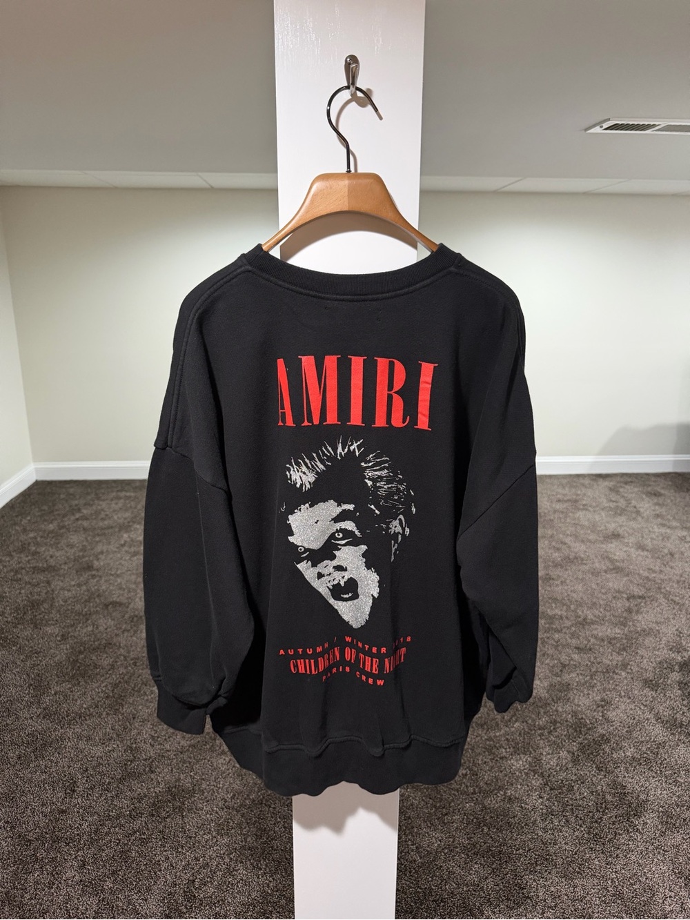 Amiri AW18 Children of the Night Black Crewneck Sweatshirt